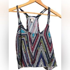 Multi colored paisley design cropped tank top blouse